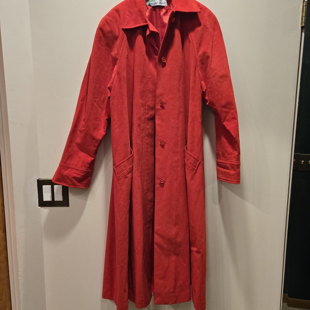 Vintage Chic Red Women's Trench Coat